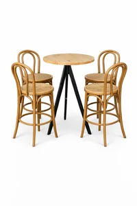 שולחן בר טוסקני רגל שחורה טופ עץ