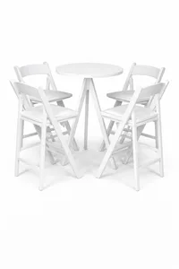 שולחן בר פריז רגל משולשת לבנה טופ לבן