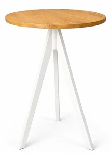 שולחן בר טוסקני רגל לבנה טופ עץ
