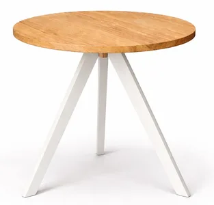 שולחן קפה טוסקני רגל לבנה טופ עץ