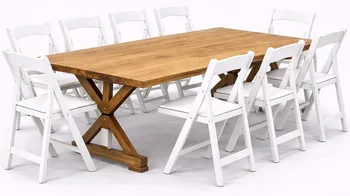 שולחן נזירים + כיסא מתקפל לבן