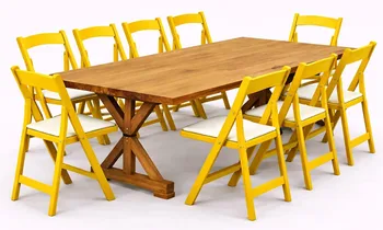 שולחן נזירים+כיסא מתקפל צהוב