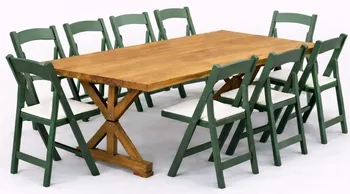 שולחן נזירים+כיסא מתקפל ירוק