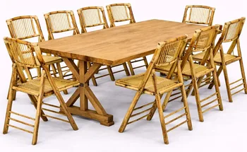 שולחן נזירים+כיסא במבוק מתקפל