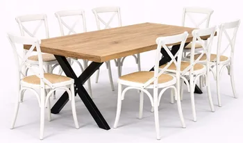 שולחן דגם יוגב חשוף+כיסא איקס לבן