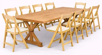 שולחן נזירים+כיסא מתקפל טבעי