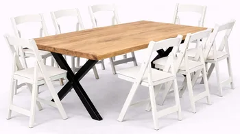 שולחן דגם יוגב חשוף+כיסא מתקפל לבן