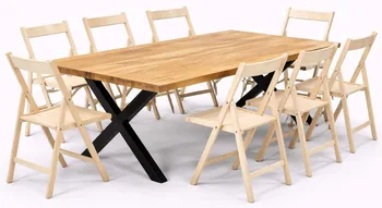 שולחן דגם יוגב חשוף+כיסא שלבים שמנת