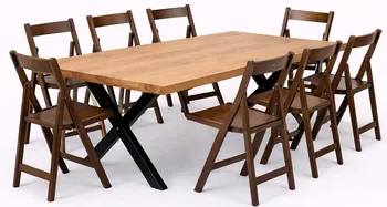 שולחן דגם יוגב חשוף+כיסא מתקפל אפרקאי