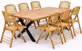 שולחן דגם יוגב חשוף+כיסא במבוק מתקפל