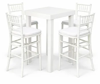 שולחן בר לבן 4 רגליים+כיסאות בר צ'ברי לבן