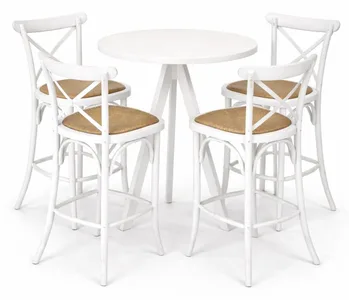 שולחן בר פריז לבן+כיסאות בר איקס לבן