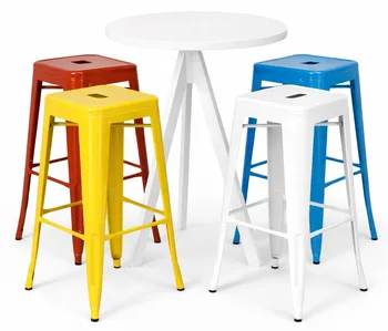 שולחן בר פריז לבן+כסאות בר סטול בצבעים