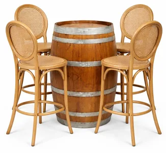 חבית יין+כסאות בר אליזבט טבעי