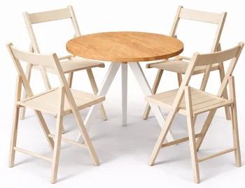 שולחן טוסקני רגל לבנה + 4 כסאות שלבים שמנת