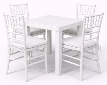 שולחן לבן 65/65 + 4 כסאות צ'ברי לבן