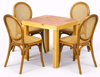 שולחן טבעי 75/75 + 4 כסאות אליזבט טבעי